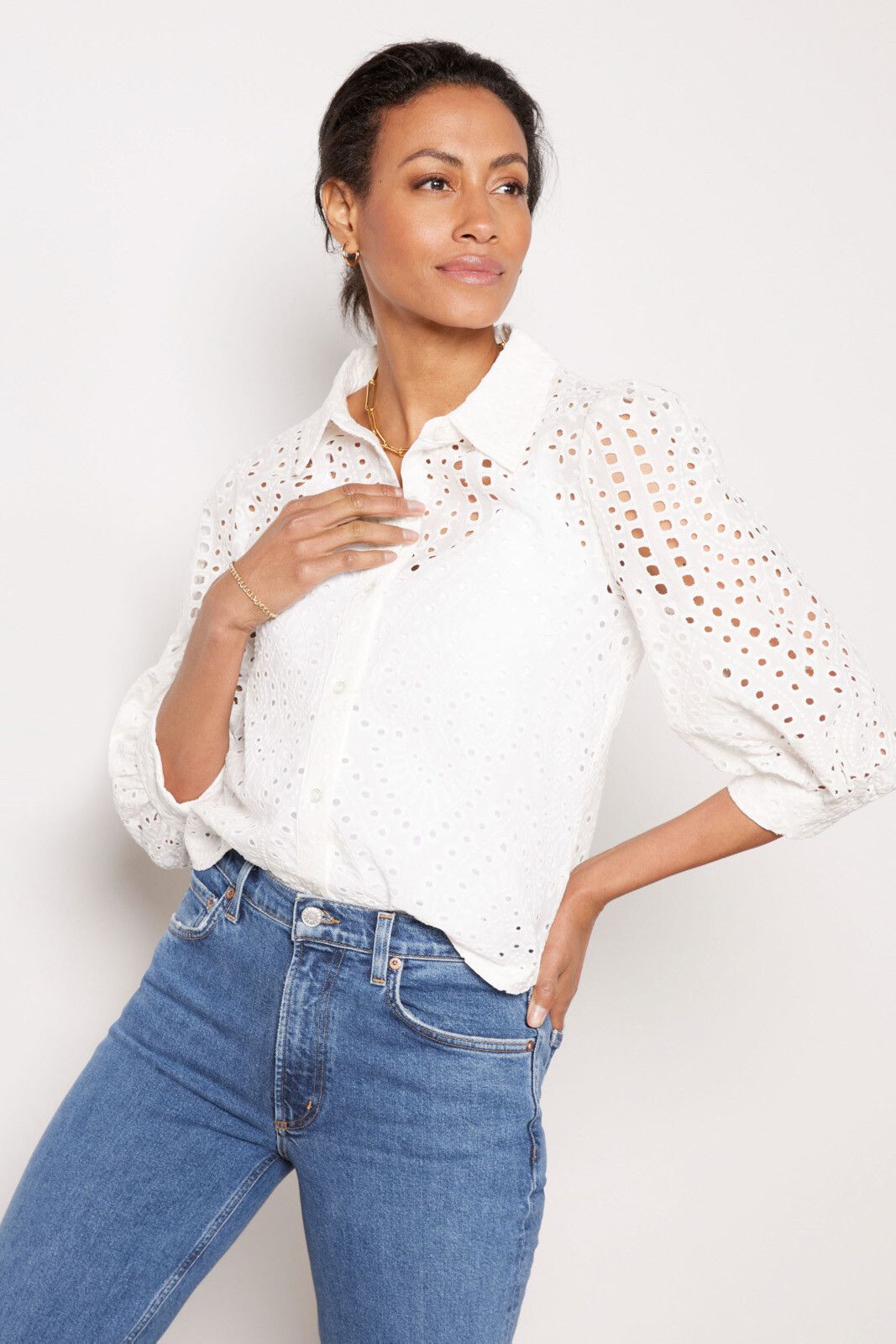 Cayla Eyelet Top | EVEREVE