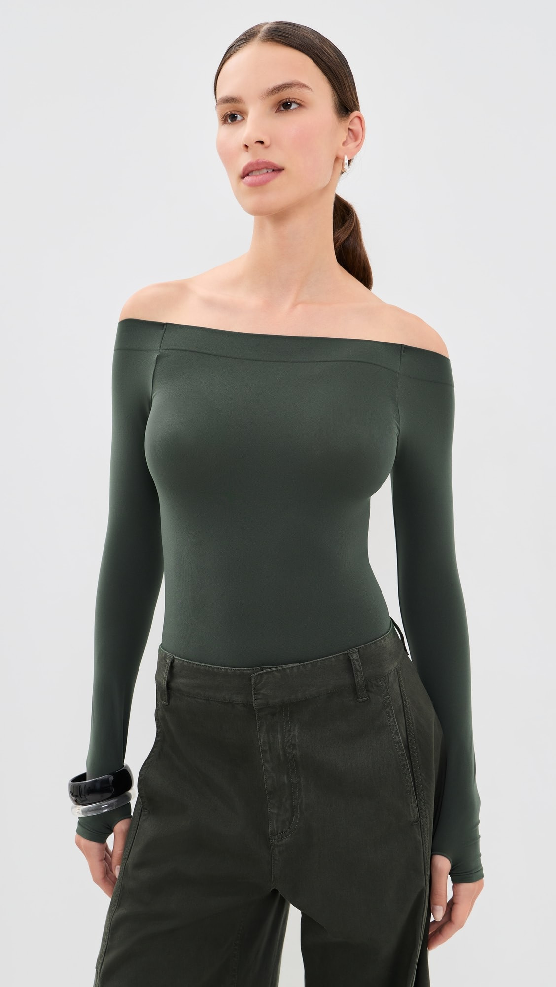 Commando Ballet Off Shoulder Thong Bodysuit with Thumbholes | Shopbop | Shopbop