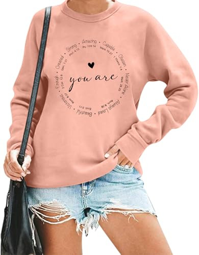 SUPEYA You are Inspiration Sweatshirt Women Christian TShirt Cute Heart Long Sleeve Blessed Sayin... | Amazon (US)