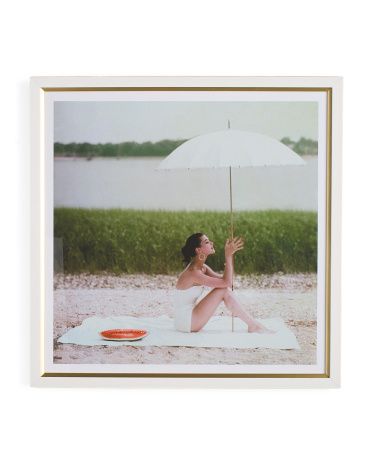 26x26 Model With Umbrella Framed Wall Art | TJ Maxx