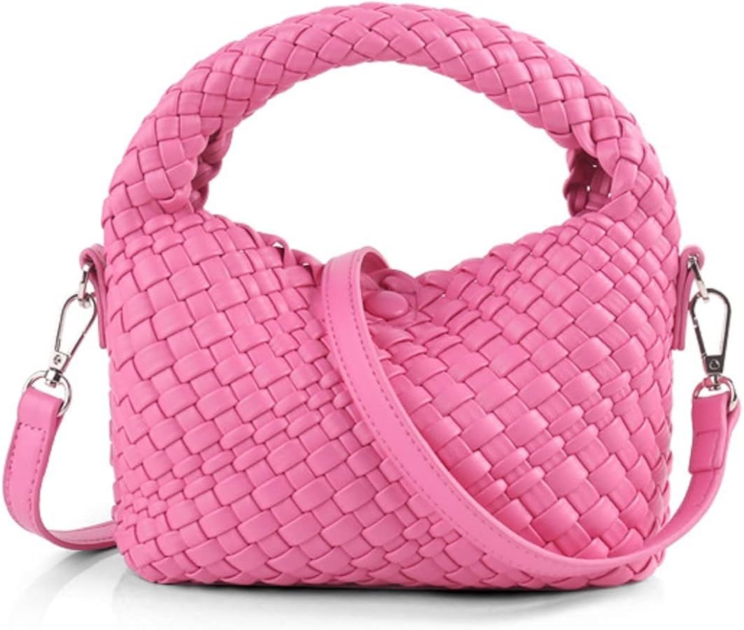 Women Woven Tote Small Crossbody Bag, Weave Quilted Purse Square Shoulder Bag Woven Handbag with ... | Amazon (US)