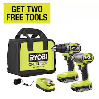 RYOBI ONE+ HP 18V Brushless Cordless 1/2 in. Drill/Driver and Impact Driver Kit w/(2) 2.0 Ah Batt... | The Home Depot