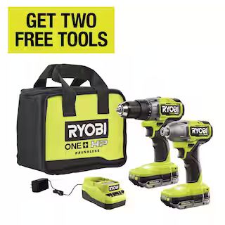 RYOBI ONE+ HP 18V Brushless Cordless 1/2 in. Drill/Driver and Impact Driver Kit w/(2) 2.0 Ah Batt... | The Home Depot