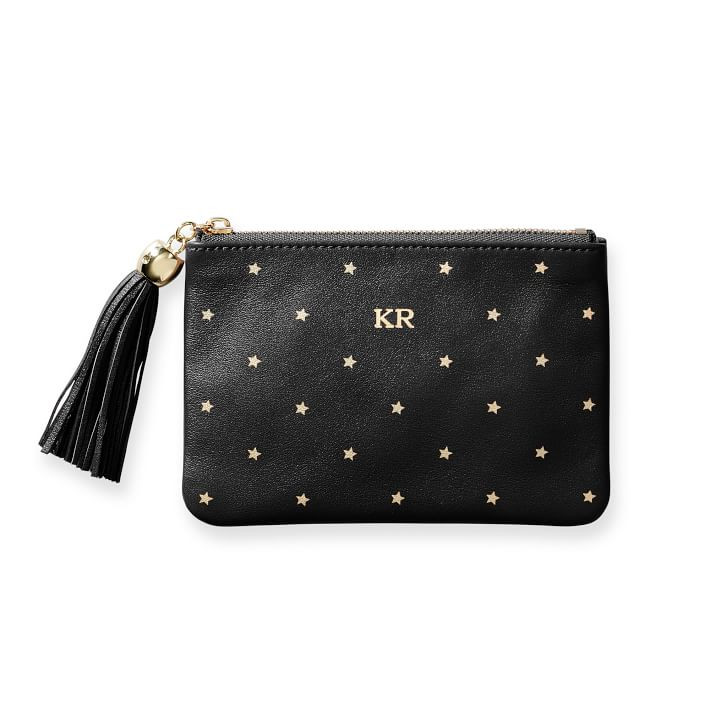 Leather Tassel Zipper Pouch, Foil Debossed | Mark and Graham