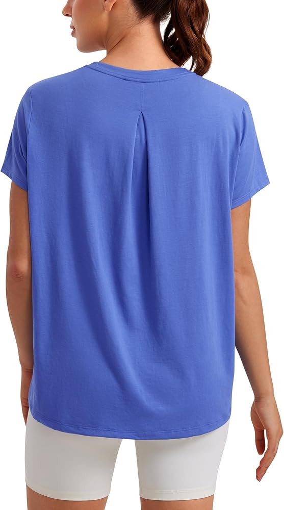 CRZ YOGA Short Sleeve Yoga Tops for Women Soft Loose Casual Flowy Shirts Crew Neck Workout Basic ... | Amazon (US)