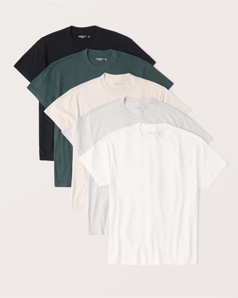 5-Pack Essential Relaxed Crew Tee | Abercrombie & Fitch (US)