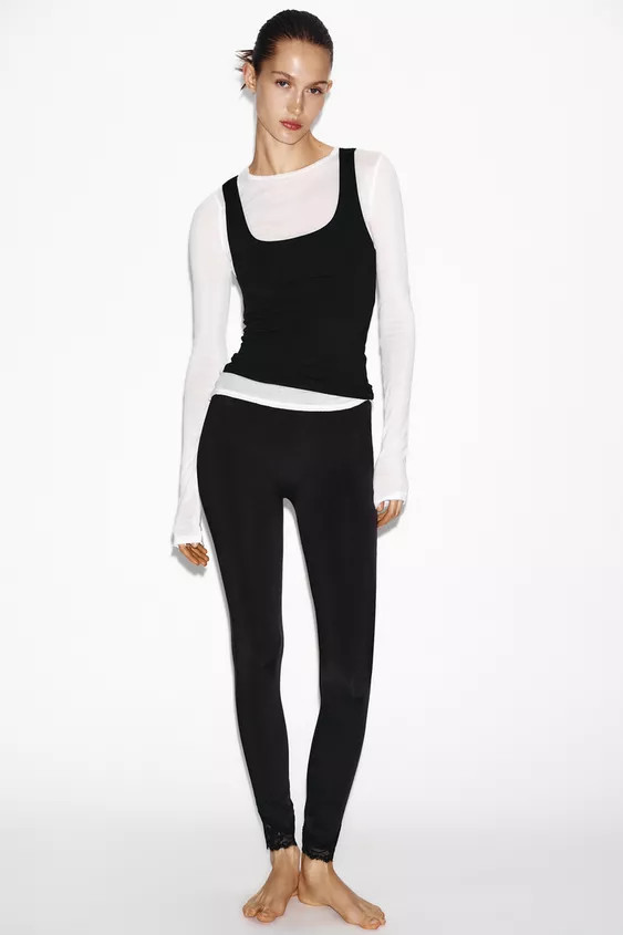 WIDE STRAP POLYAMIDE T-SHIRT | Zara UK