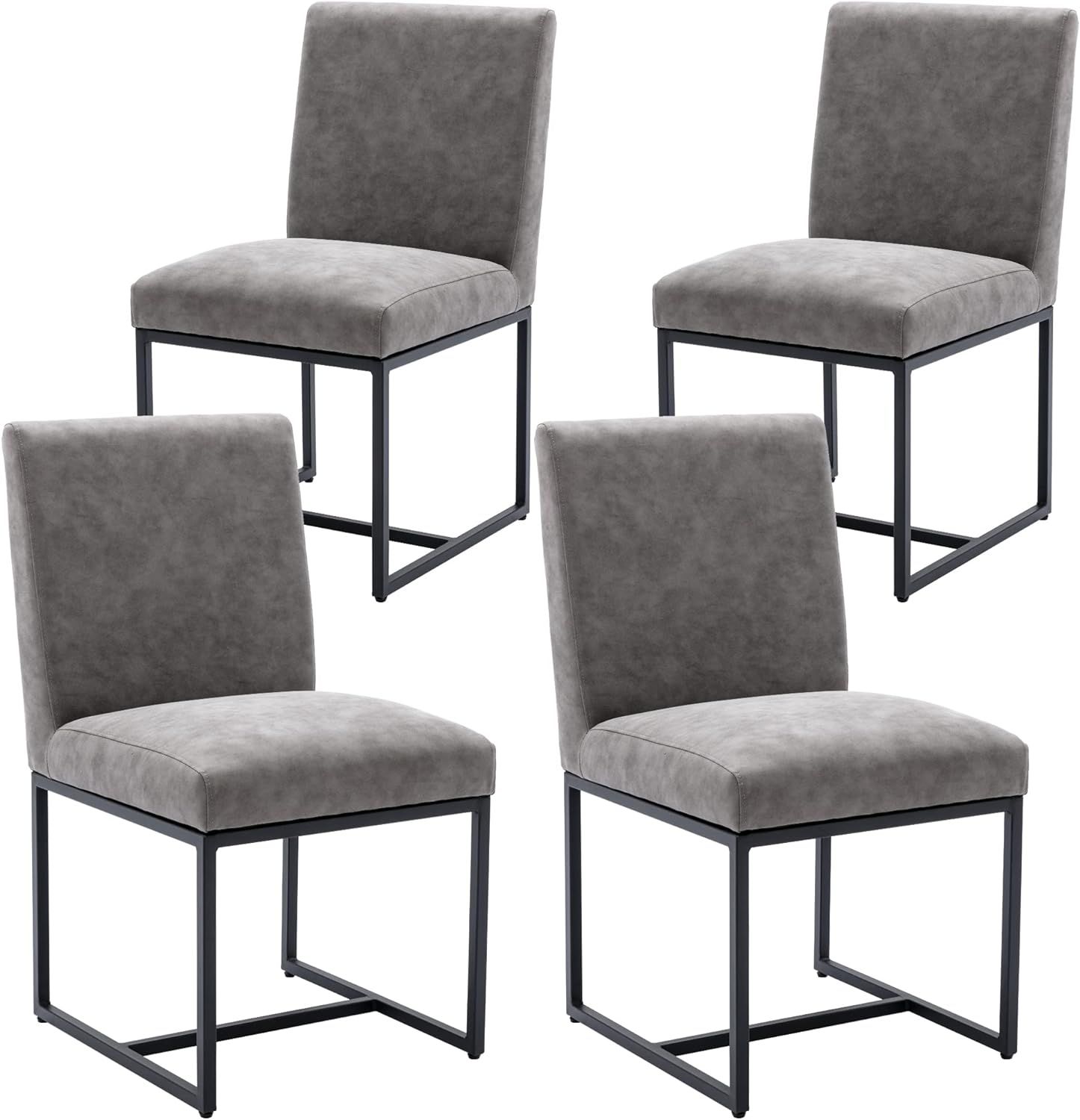 Wahson Set of 4 Upholstered Dining Chair, Faux Leather Mid Century Modern Kitchen Leather Chair A... | Amazon (US)