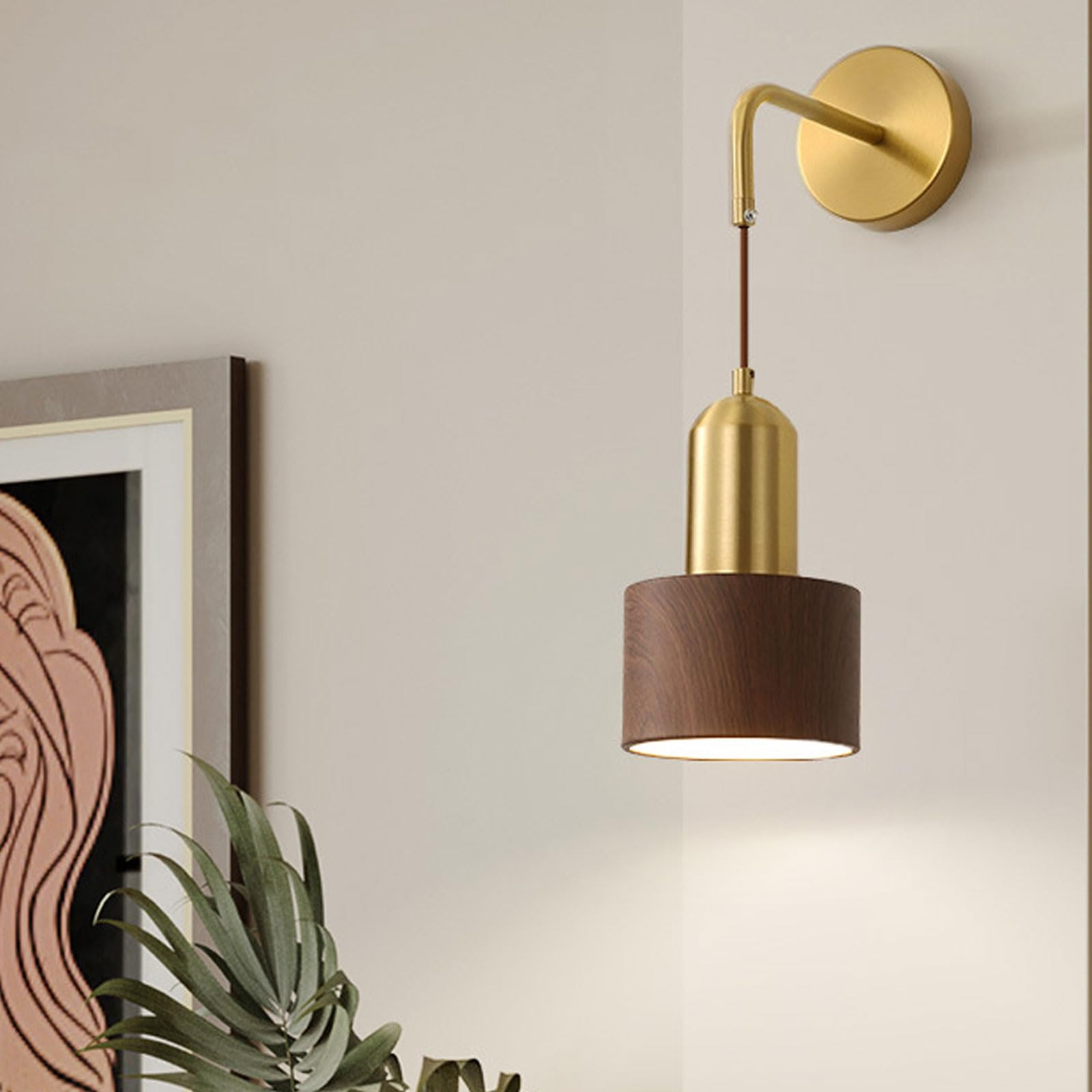 AAMNA Indoor Dimmable Wall Sconces with Wooden Lampshade, Minimalist Wall Mounted Lamp E27 Vintag... | Amazon (US)