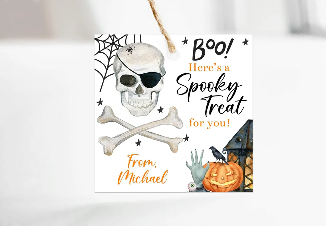Printable Skull Halloween Tag Spooky Treats Tag Boys - Etsy | Etsy (US)