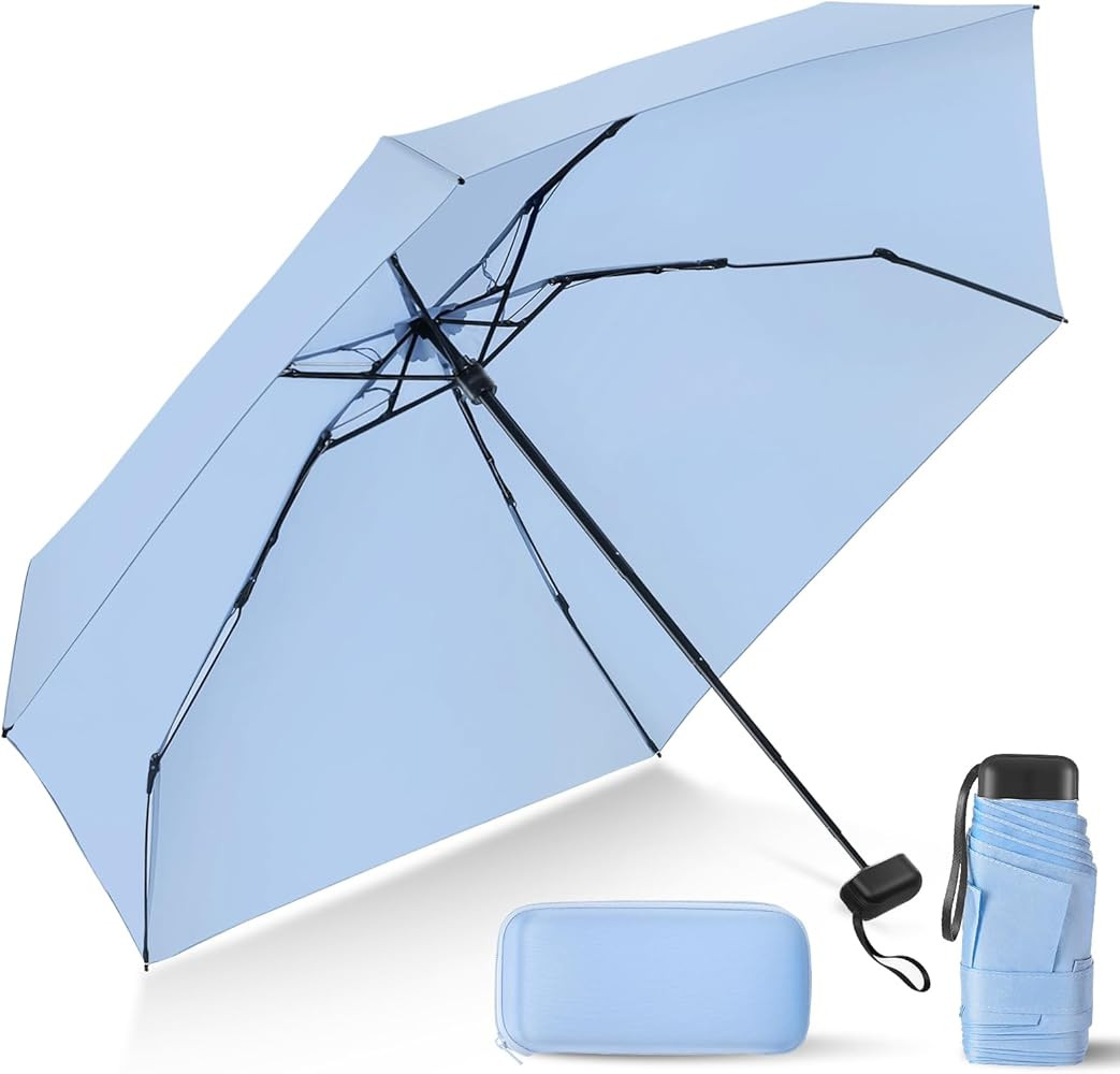 LEAGERA Compact Travel Umbrella with Case - Mini Umbrella for Purse, Small Lightweight &Tiny Desi... | Amazon (US)