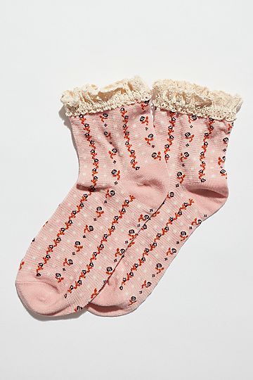 Rosebud Waffle Knit Ankle Socks | Free People (Global - UK&FR Excluded)