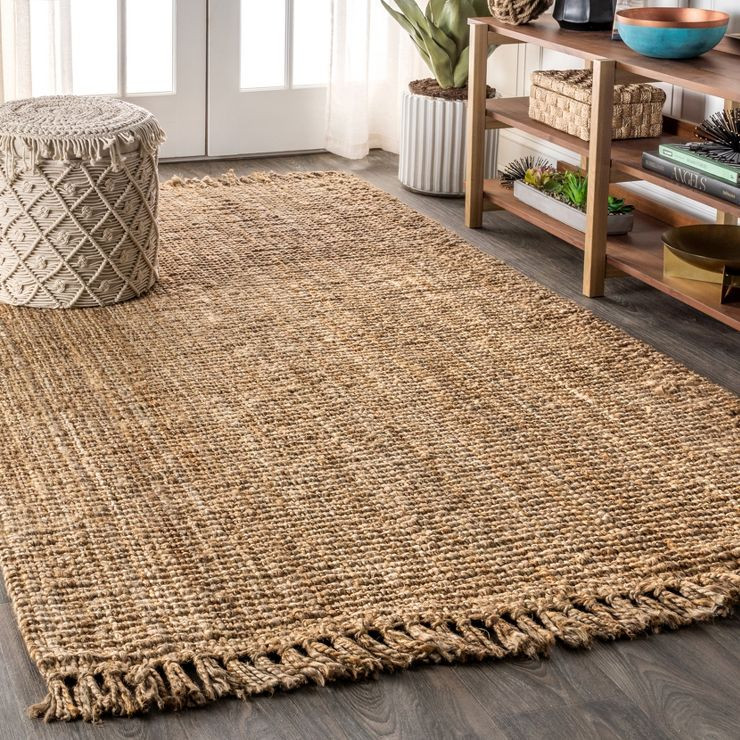 Para Hand Woven Chunky Jute with Fringe Area Rug  - JONATHAN Y | Target