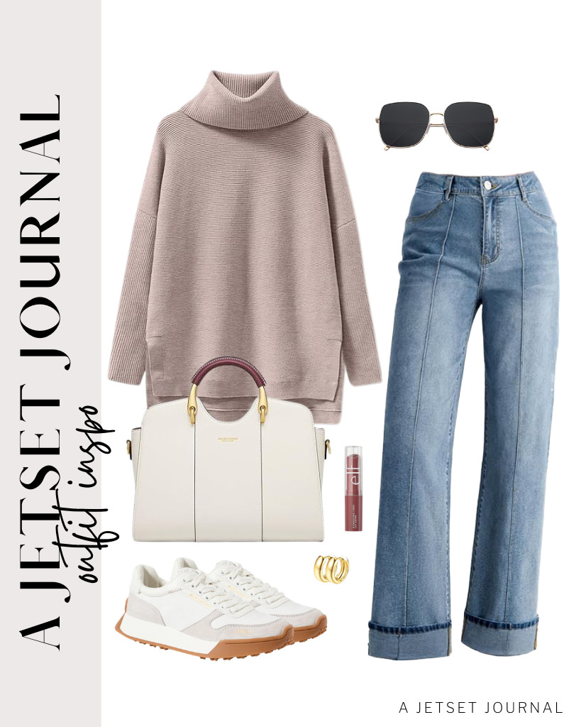 If the weather is chilly but not too cold, wear a turtleneck knit sweater and jeans. This bag from Cnoles looks perfect with this chic fit. 

 #LTKSeasonal #LTKSaleAlert