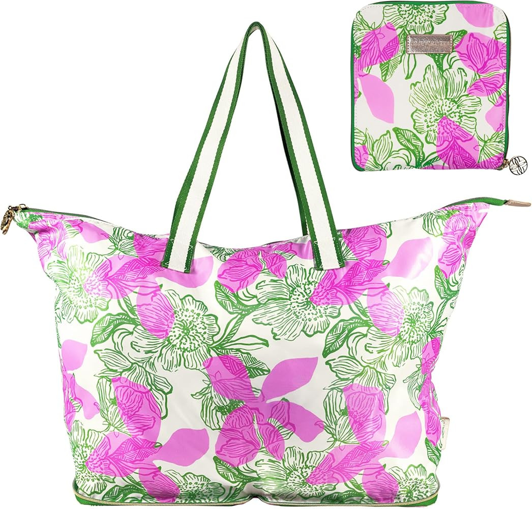 Lilly Pulitzer Large Packable Tote, Reusable Grocery Bag that Packs Into Itself, Tote with Should... | Amazon (US)