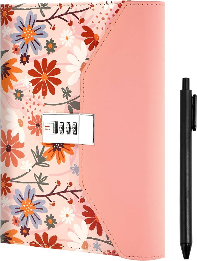 CAGIE Diary for Girls with Lock, Flower Printing Hardcover Cover Lockable Journal for Teen Girls ... | Amazon (US)