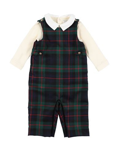 Polo Ralph Lauren Cotton Bodysuit & Plaid Wool Overall Set Infant Boy Baby Jumpsuits & Overalls Dark green Size 6 Wool, Cotton | YOOX (US)