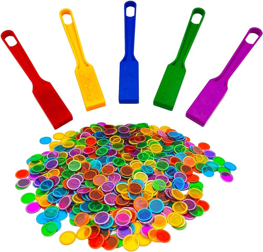 Magnetic Bingo Wand with Chips,5-Pack& 500 Metal Chips, 5 Color Metal Chips-for Large Group Games... | Amazon (US)