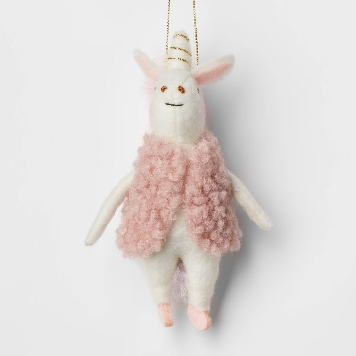 Felt Unicorn Wearing Vest Christmas Tree Ornament White/Blush - Wondershop™ | Target