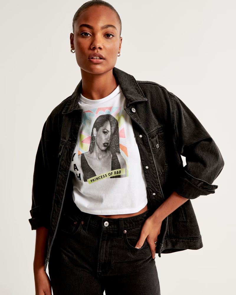 Vol. 28 Short-Sleeve Aaliyah Graphic Skimming Tee | Abercrombie & Fitch (US)