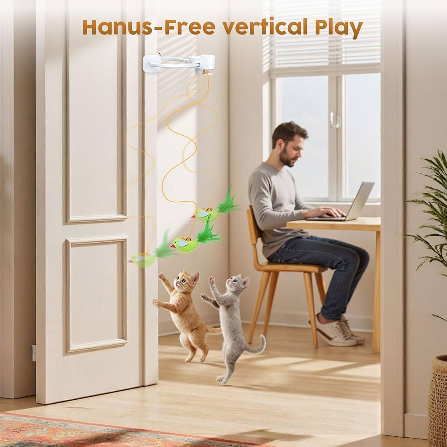 Interactive Cat Toys for Indoor Cats: Automatic Flying Bird Feather Wand Chase Exercise Enrichmen... | Amazon (US)
