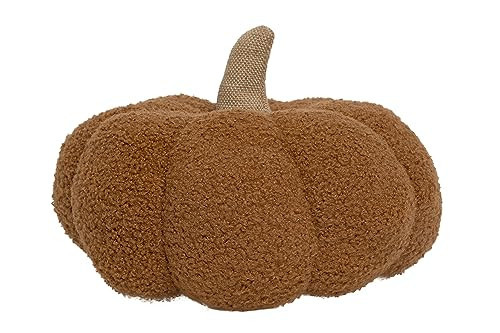 Pearhead Sherpa Pillow, Thanksgiving and Halloween, Modern Fall Home, Soft Fabric and Burlap Stem Plush Pumpkin Decor, One Size, Rust Orange | Amazon (US)