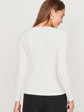 Fitted Long-Sleeve Rib-Knit Top for Women | Old Navy (US)
