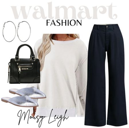 Navy bottoms, white sweater, silver mules and earrings! 

walmart, walmart finds, walmart find, walmart fall, found it at walmart, walmart style, walmart fashion, walmart outfit, walmart look, outfit, ootd, inpso, bag, tote, backpack, belt bag, shoulder bag, hand bag, tote bag, oversized bag, mini bag, clutch, blazer, blazer style, blazer fashion, blazer look, blazer outfit, blazer outfit inspo, blazer outfit inspiration, jumpsuit, cardigan, bodysuit, workwear, work, outfit, workwear outfit, workwear style, workwear fashion, workwear inspo, outfit, work style,  spring, spring style, spring outfit, spring outfit idea, spring outfit inspo, spring outfit inspiration, spring look, spring fashion, spring tops, spring shirts, spring shorts, shorts, sandals, spring sandals, summer sandals, spring shoes, summer shoes, flip flops, slides, summer slides, spring slides, slide sandals, summer, summer style, summer outfit, summer outfit idea, summer outfit inspo, summer outfit inspiration, summer look, summer fashion, summer tops, summer shirts, graphic, tee, graphic tee, graphic tee outfit, graphic tee look, graphic tee style, graphic tee fashion, graphic tee outfit inspo, graphic tee outfit inspiration,  looks with jeans, outfit with jeans, jean outfit inspo, pants, outfit with pants, dress pants, leggings, faux leather leggings, tiered dress, flutter sleeve dress, dress, casual dress, fitted dress, styled dress, fall dress, utility dress, slip dress, skirts,  sweater dress, sneakers, fashion sneaker, shoes, tennis shoes, athletic shoes,  dress shoes, heels, high heels, women’s heels, wedges, flats,  jewelry, earrings, necklace, gold, silver, sunglasses, Gift ideas, holiday, gifts, cozy, holiday sale, holiday outfit, holiday dress, gift guide, family photos, holiday party outfit, gifts for her, resort wear, vacation outfit, date night outfit, shopthelook, travel outfit, 

#LTKstyletip #LTKSeasonal #LTKworkwear