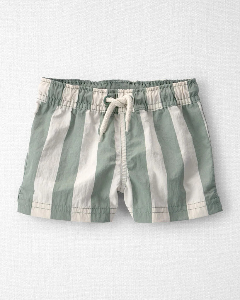 Little Planet Baby Boy Recycled Swim Trunks in Stripes 12M Green Stripes | Carter's Inc