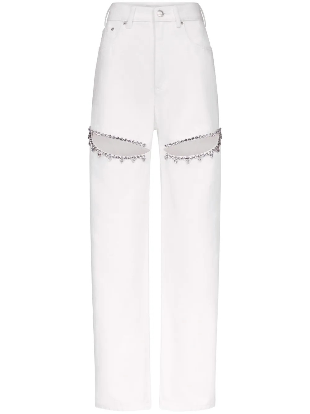 AREA crystal-embellished Jeans | White | FARFETCH | Farfetch Global