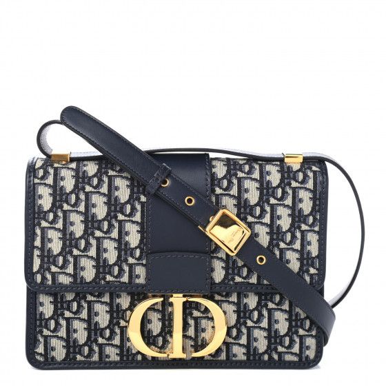 CHRISTIAN DIOR Oblique 30 Montaigne Flap Bag Blue | Fashionphile