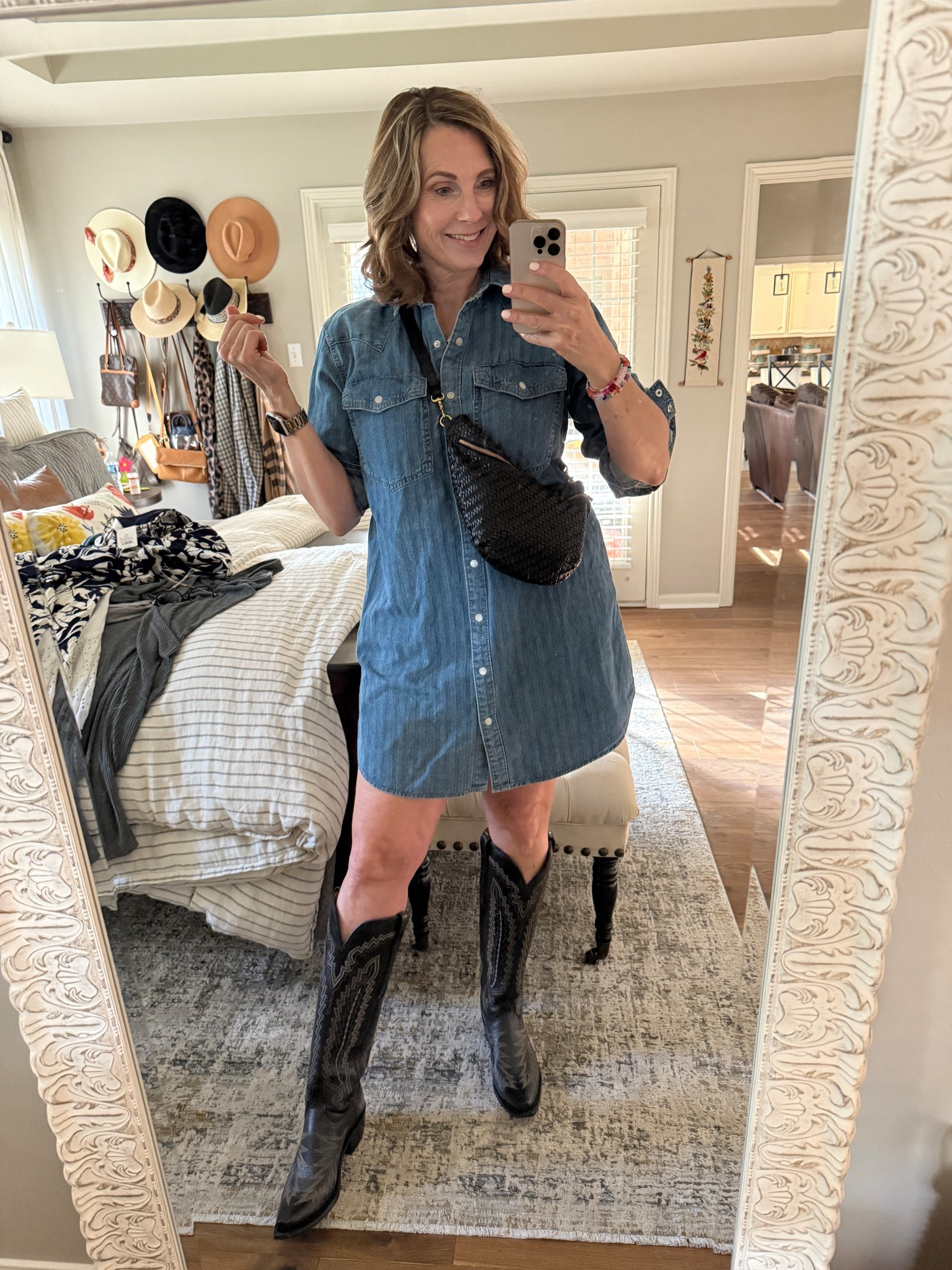 Yeehaw!  I’m loving this denim dress especially for the price!!  Also comes in ivory.  So good with my favorite boots even in the summer! 



#LTKOver40 #LTKFindsUnder50 #LTKSaleAlert