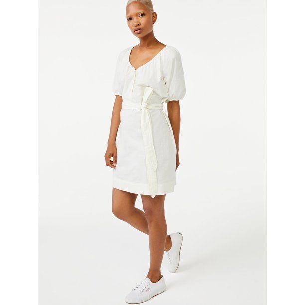 Free Assembly Women's Puff Sleeve Shirtdress | Walmart (US)