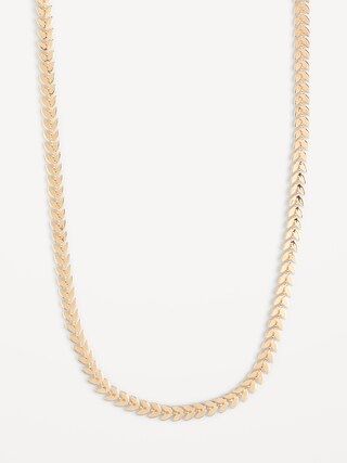 Real Gold-Plated Leaf-Chain Necklace for Women | Old Navy (US)