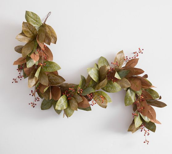 Faux Faded Magnolia and Berry Wreath & Garland | Pottery Barn (US)