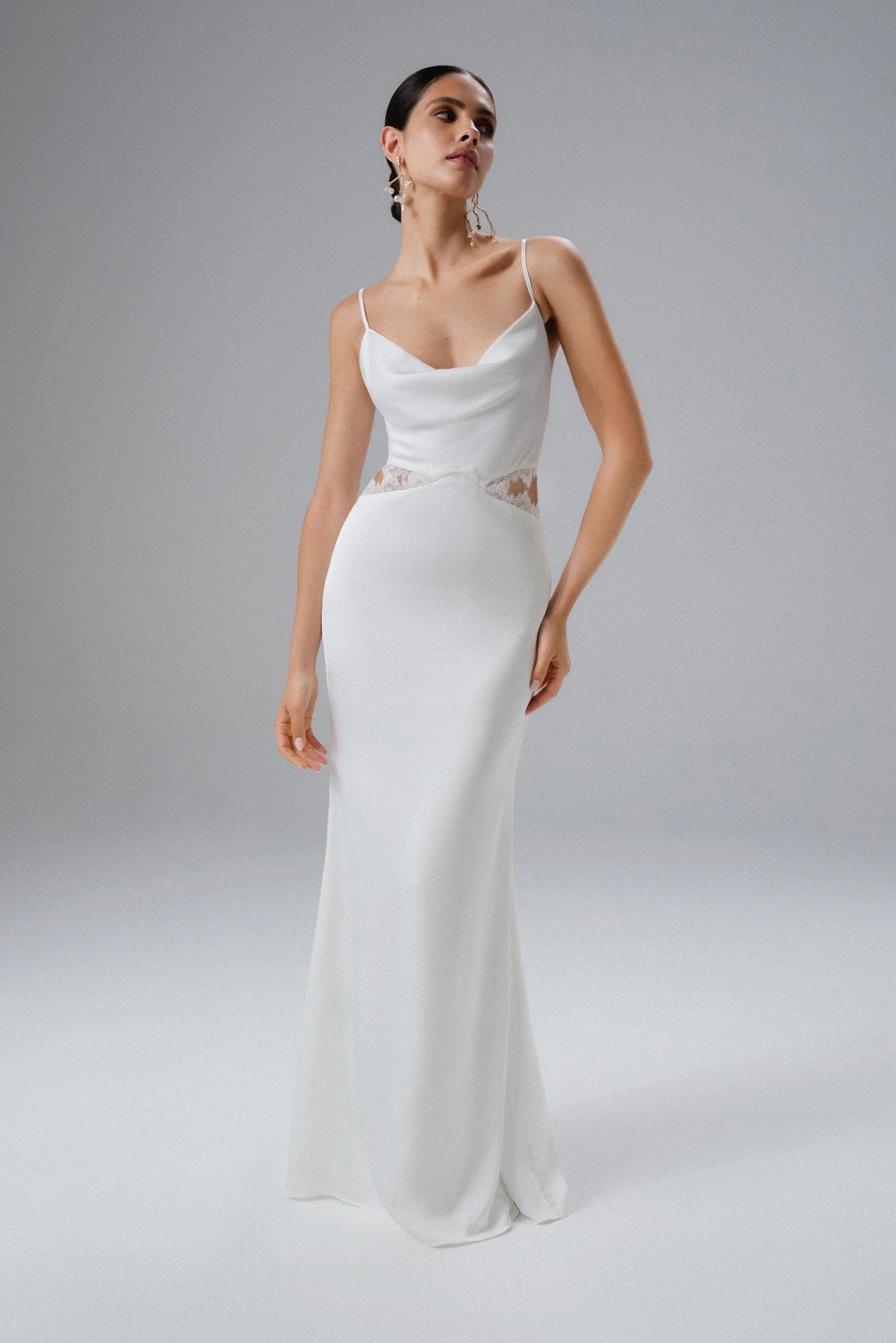 MAY Lace Insert Satin Maxi Dress in White | Lavish Alice Retail Ltd