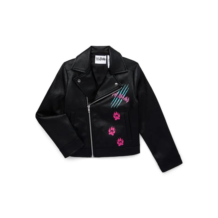 Def Leppard Girls Faux Leather Moto Jacket, Sizes 4-18 | Walmart (US)