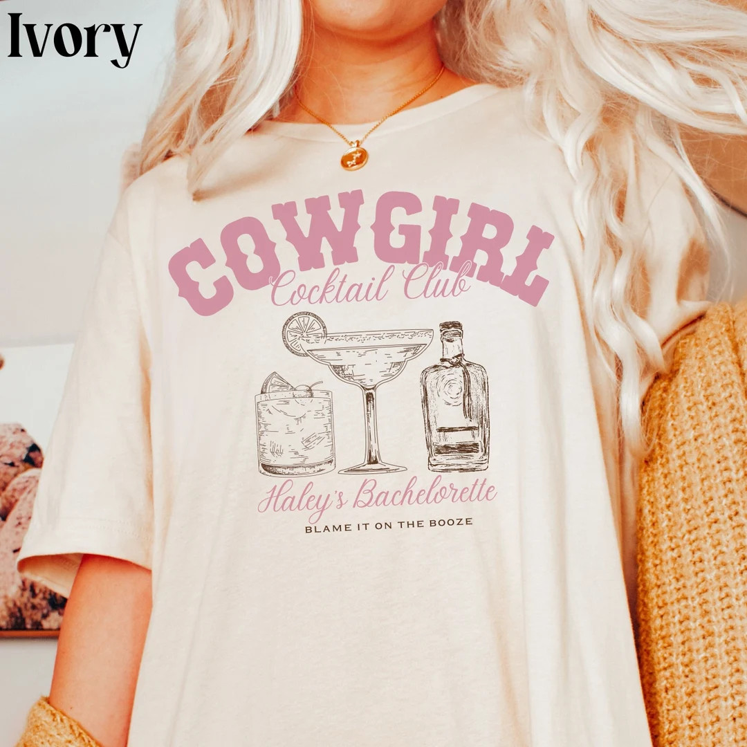 Cowgirl Bachelorette Party Shirts Cocktail Club Tshirt Cute Matching Social Hour Tees Nashville B... | Etsy (US)