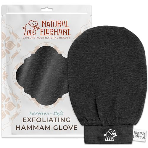 Natural Elephant Exfoliating Hammam Glove | Authentic Moroccan Kessa Body Scrub Mitt for Spa-Quality Skin Renewal | Pure Black Single | Amazon (US)