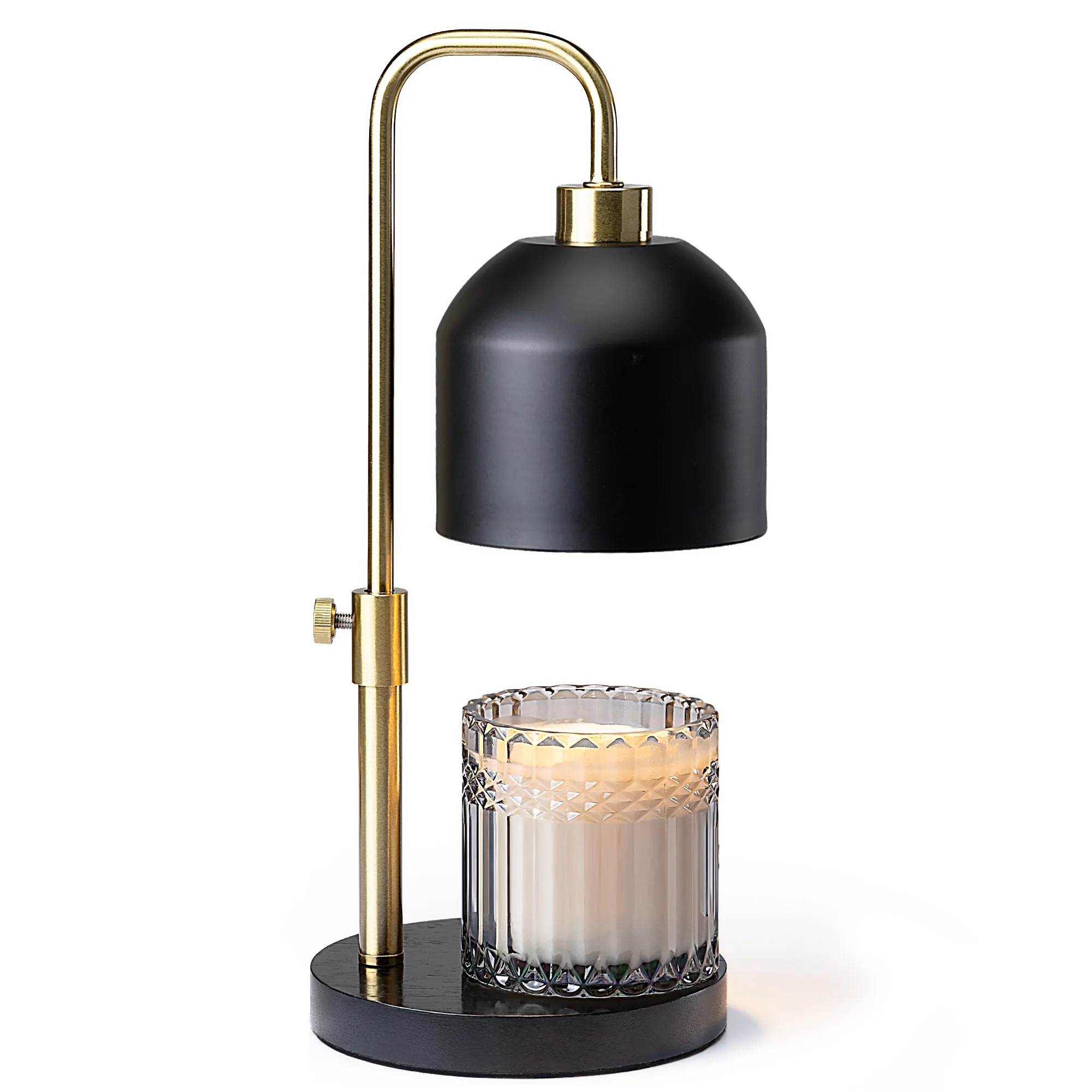 Better Homes & Gardens Matte Black Metal Candle Warmer Lamp with Adjustable Height, Gold Accent -... | Walmart (US)