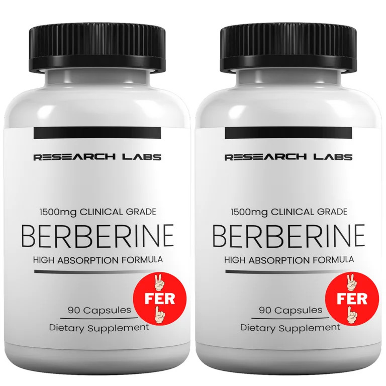 Research Labs 1500mg Clinical Grade Berberine High Absorption Formula & BerberQuil™ Support 180... | Walmart (US)