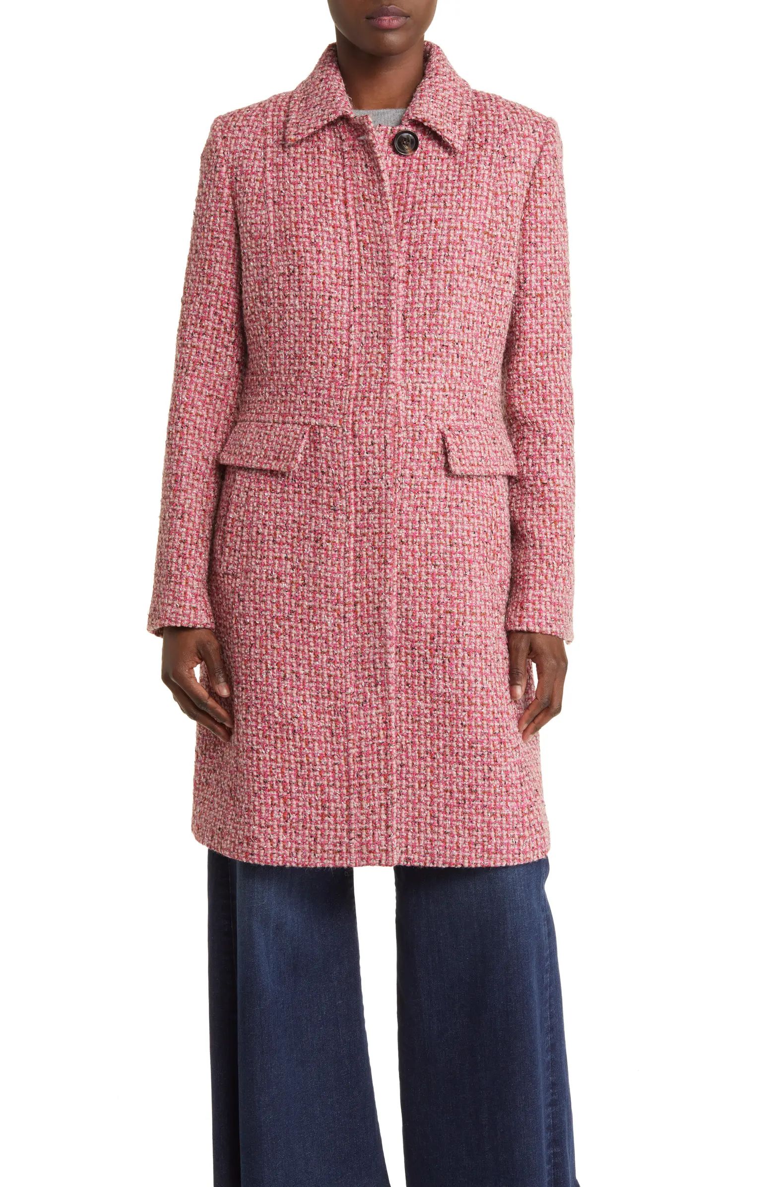 Sam Edelman Longline Tweed Coat | Nordstrom | Nordstrom