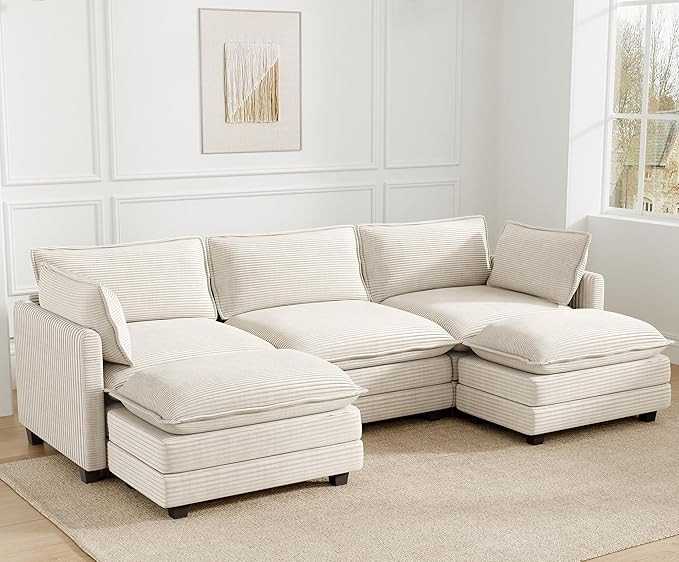 Amazon.com: 112'' Sectional Modular Cloud Couch, Oversized 5 Seat Couches U Shaped Sofa with 2 Mo... | Amazon (US)
