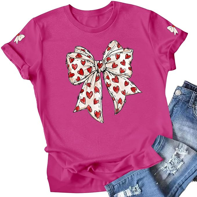 Valentines Shirts for Women Valentines Day Tshirt Love Heart Graphic Tee Tops | Amazon (US)