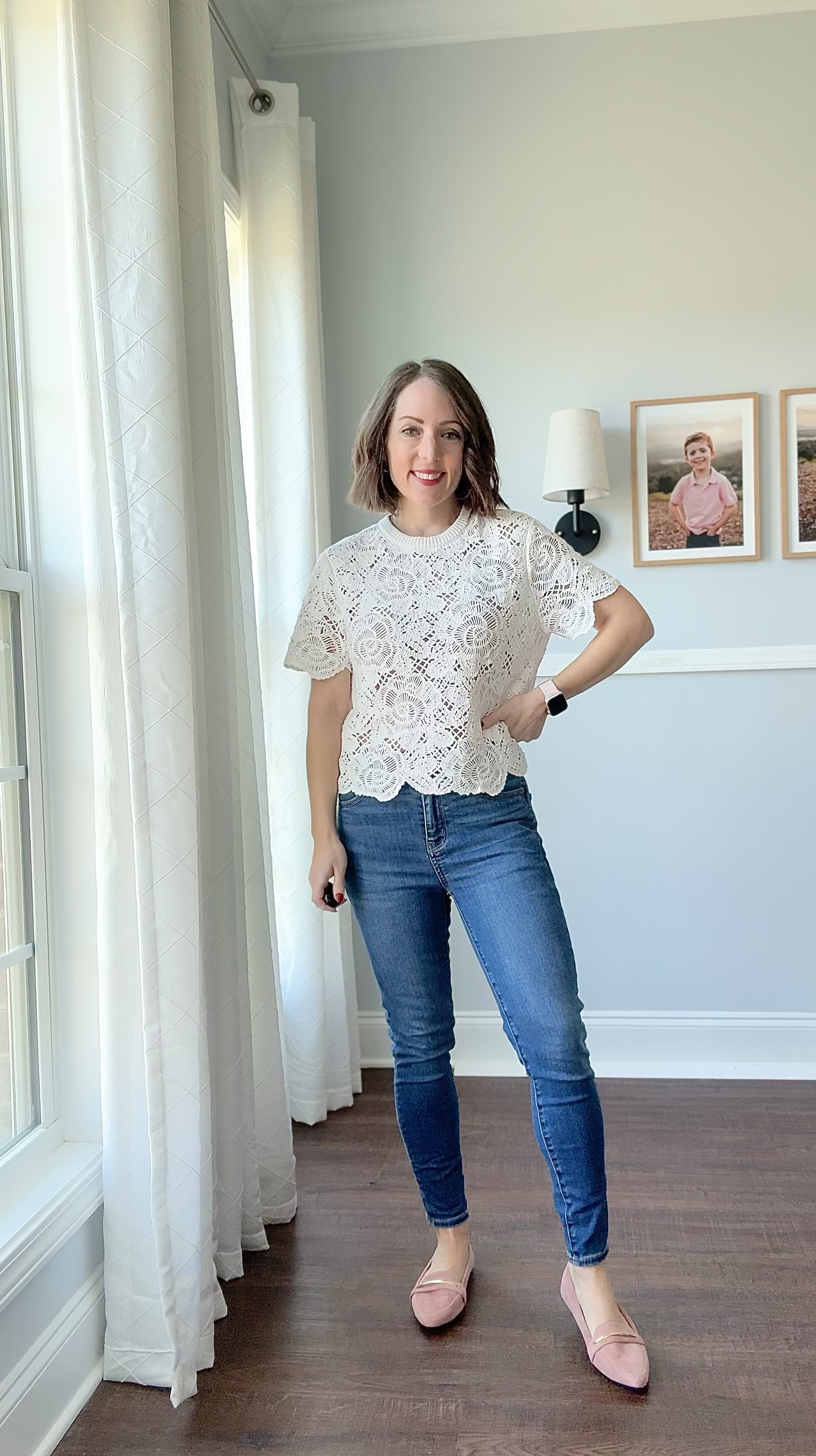 Easy fall outfit for a busy weekend! Wearing size small in the top and 2 x-short in the jeans. 