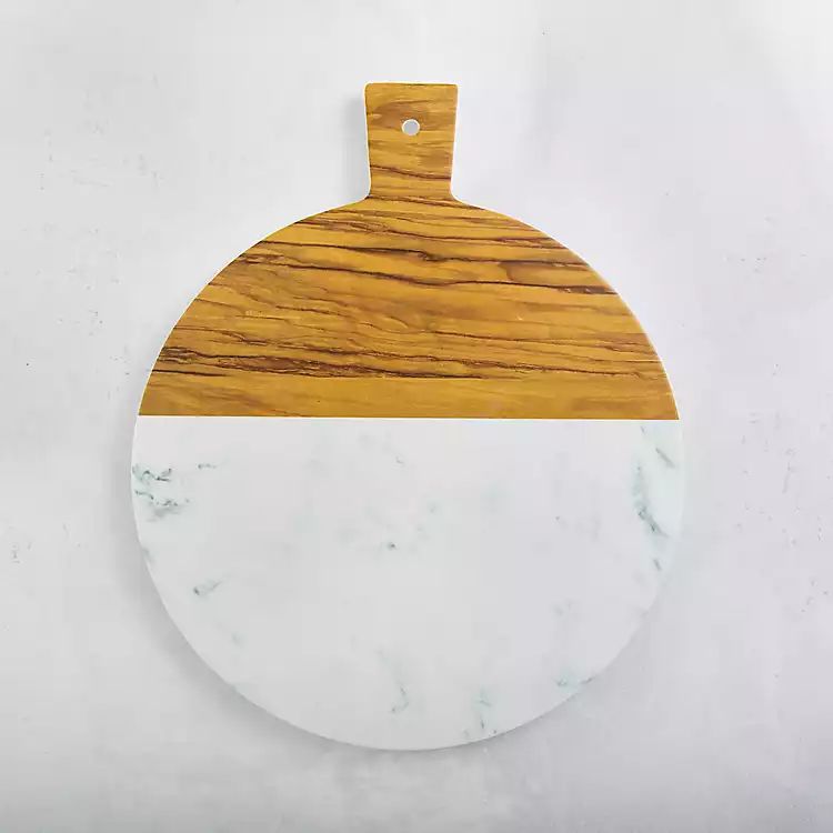 Round Faux Wood and White Marble Cutting Board | Kirkland's Home