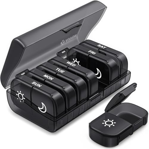 AUVON XL Weekly Pill Organizer 2 Times a Day, Pill Box 7 Day with One-Side Large Openings for Eas... | Amazon (US)