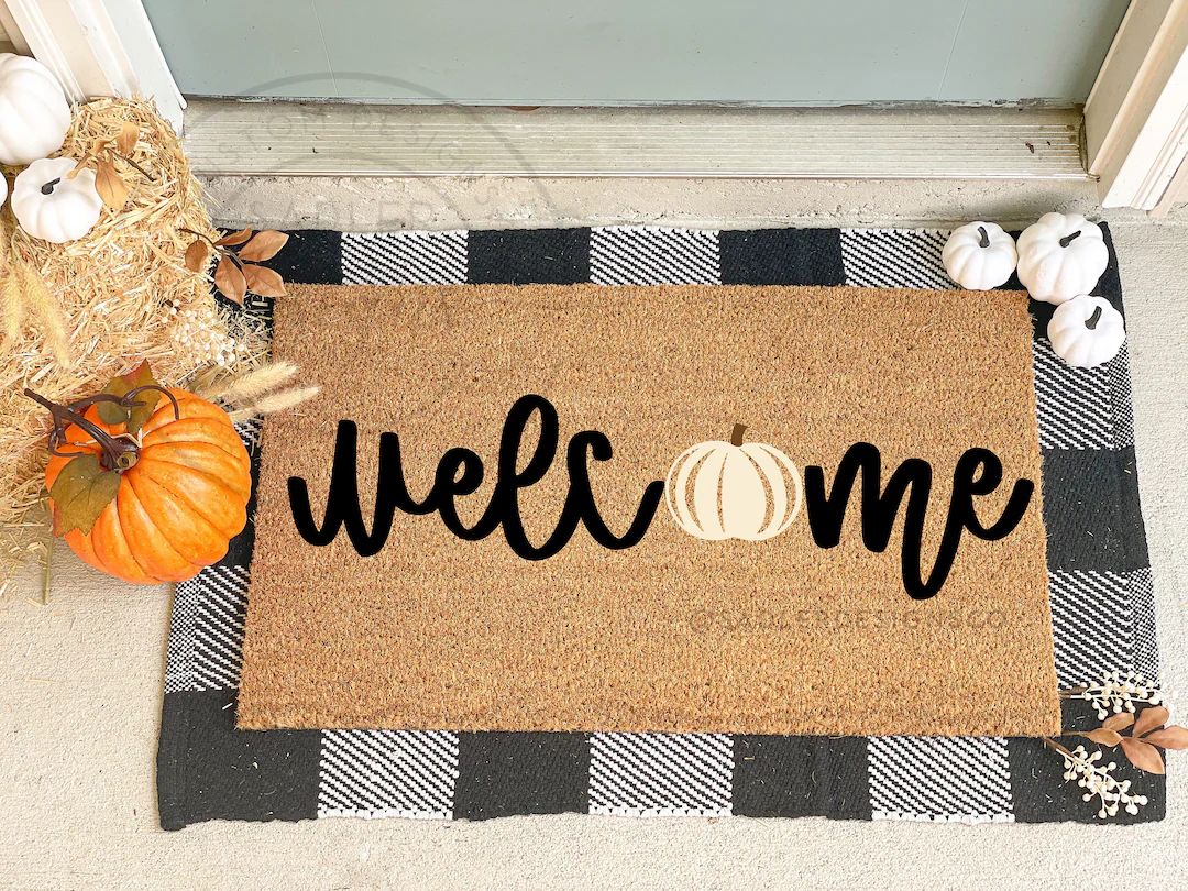 Pumpkin Welcome Mat Pumpkin Doormat Fall Doormat Fall - Etsy | Etsy (US)
