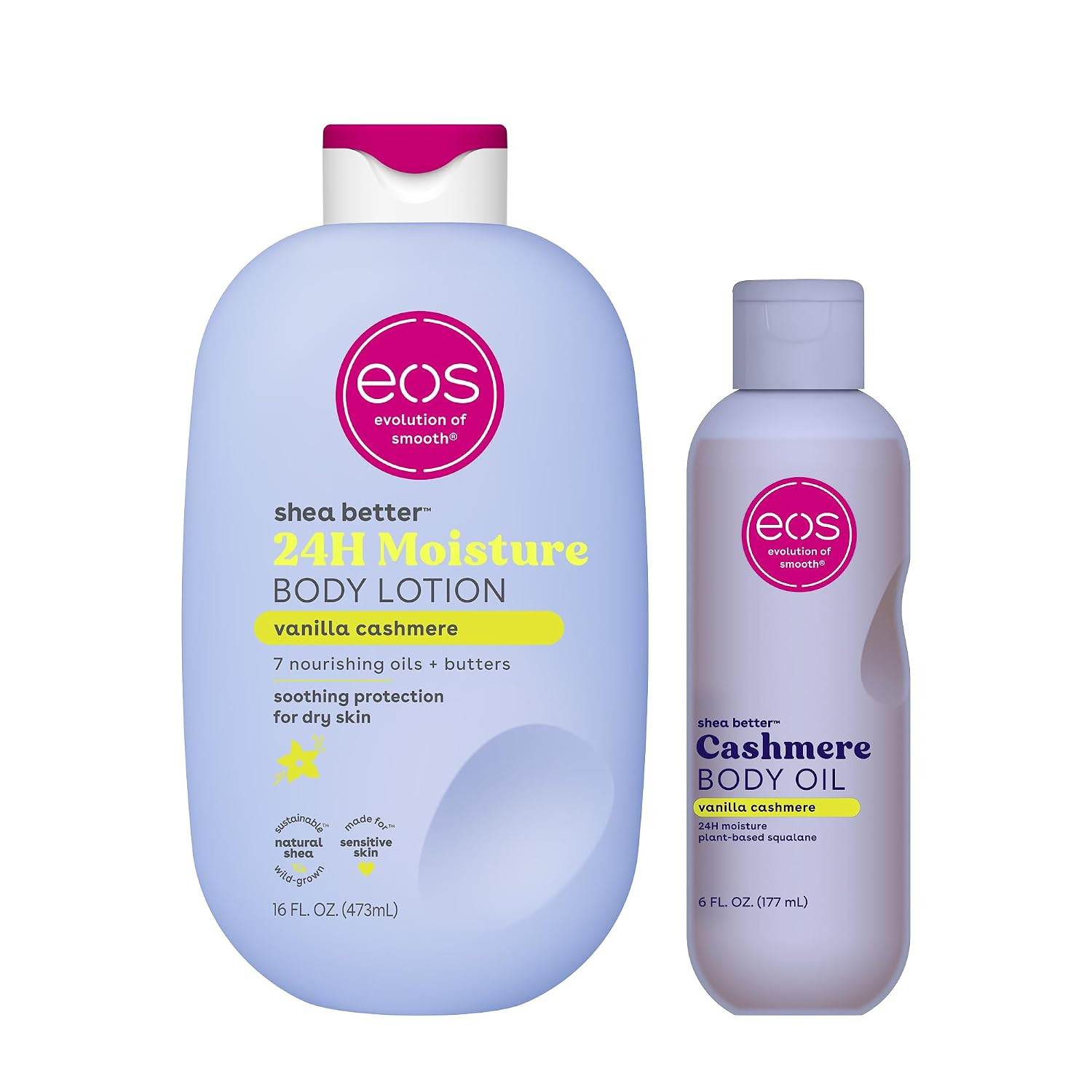 Bundle of eos Shea Better Body Lotion + Body Oil, Vanilla Cashmere, 24-Hour Moisture Skin Care, Lightweight & Non-Greasy, Natural Shea, Vegan | Amazon (US)