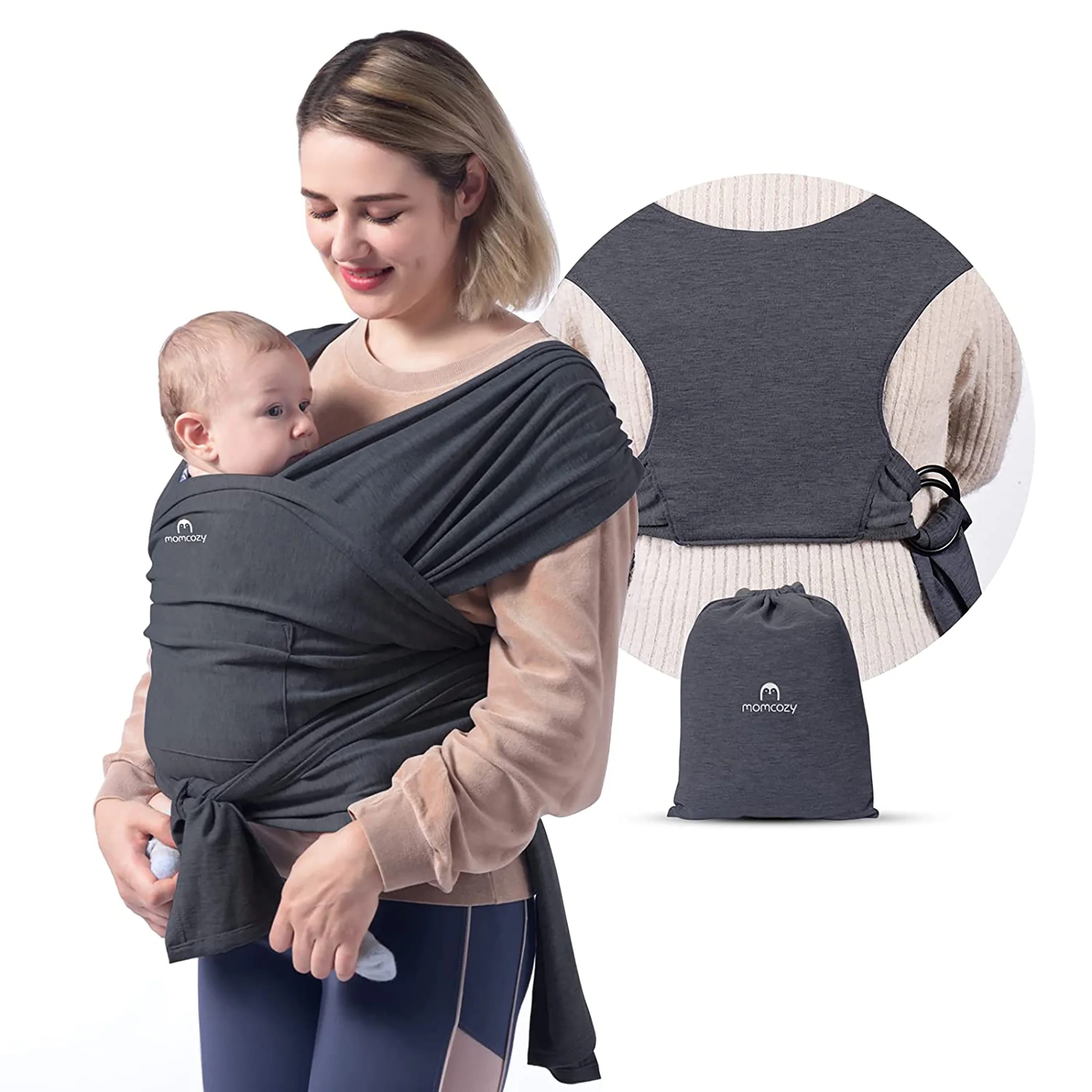 Momcozy Baby Wrap Carrier Slings for Toddlers Infant Newborn, up 50 lbs Deep Grey (Choice Your Co... | Walmart (US)